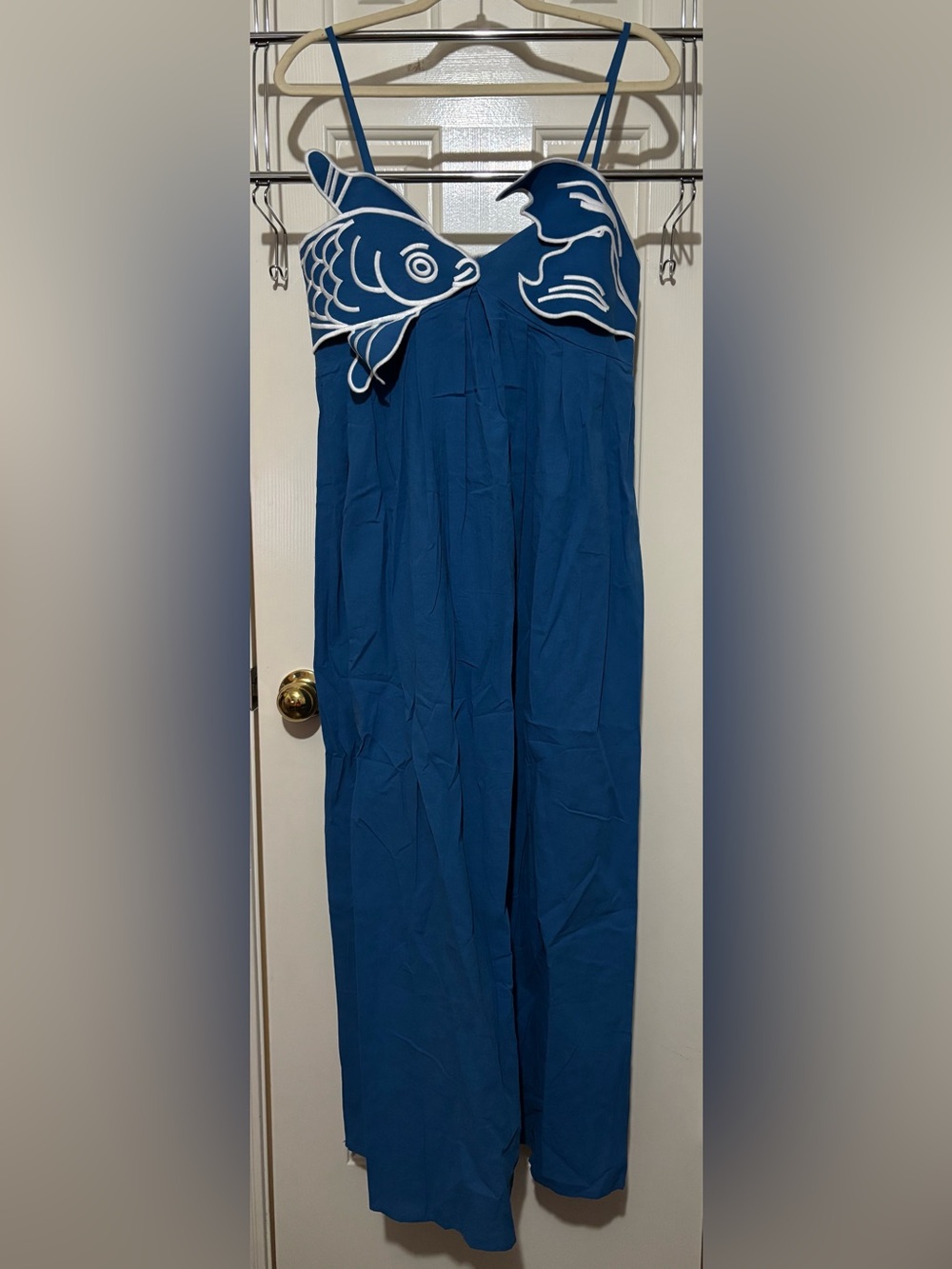 Commense Blue Maxi Dress with Fish Appliqué